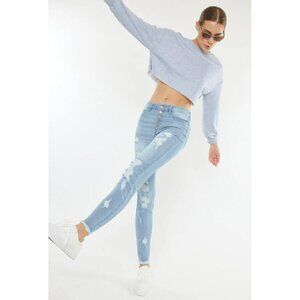 Kan Can Women's High Rise Button Fly Super Skinny Jeans KC7310L 13/30